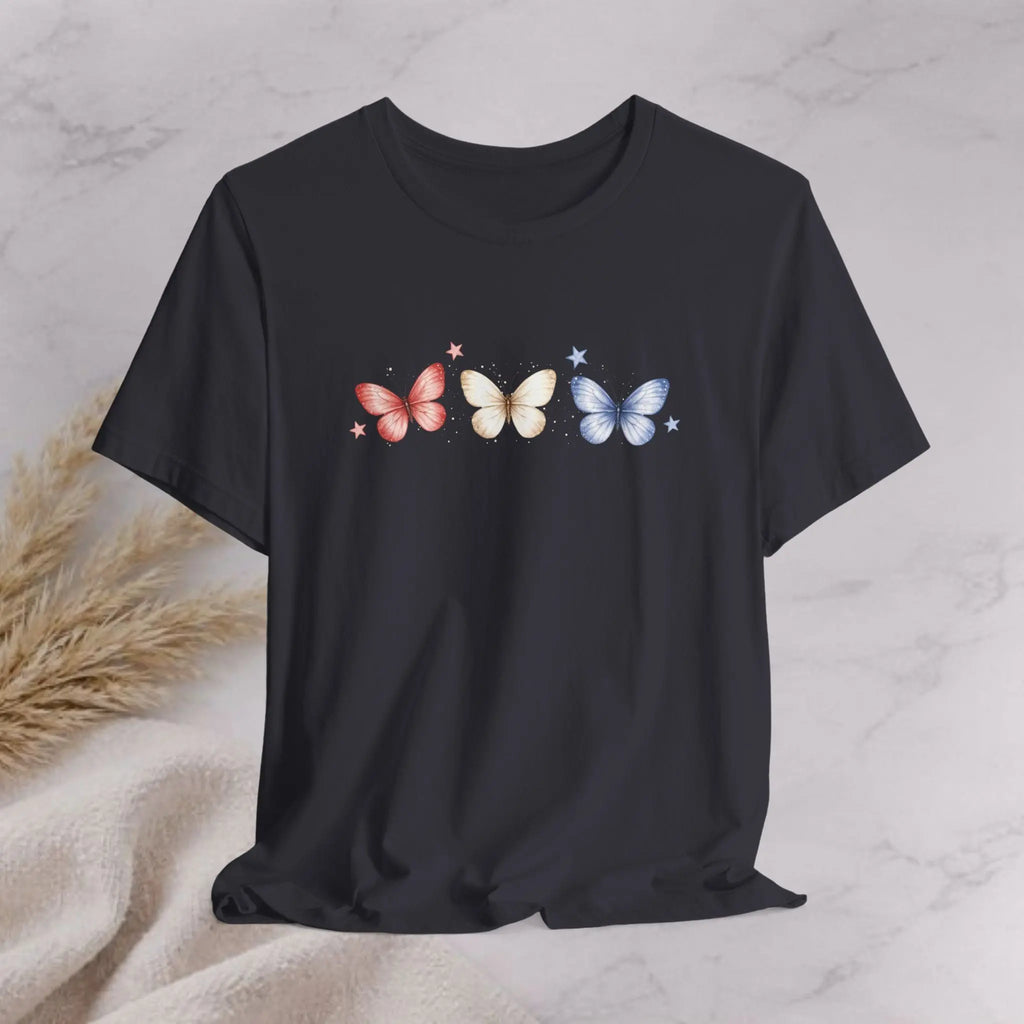 Red White And Blue Butterfly Tee Printify