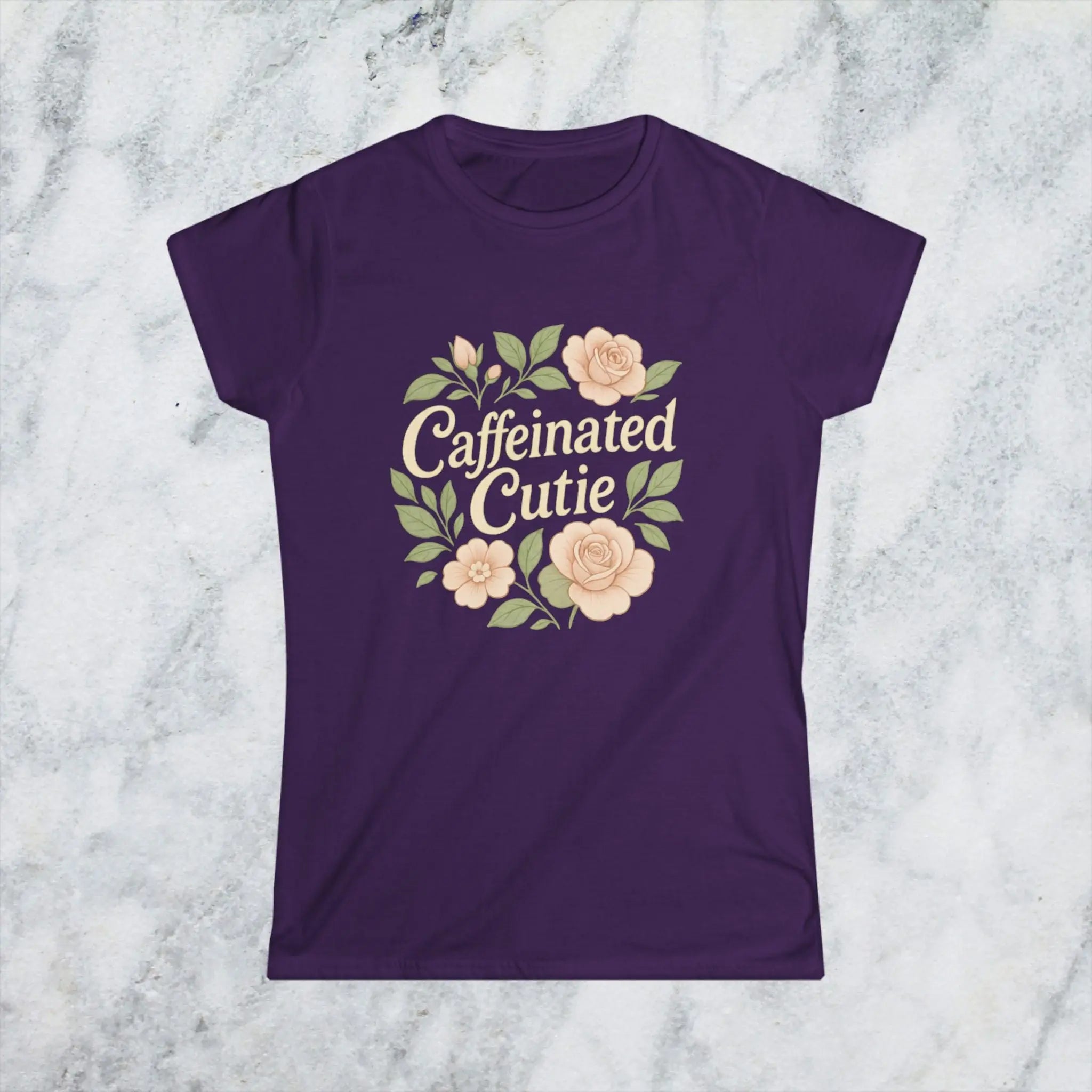 Caffeinated Cutie Floral Tee — Women's Blush Floral Graphic T‑Shirt - Boldly Bitter Company