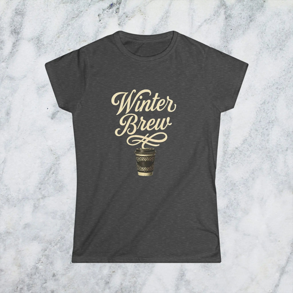 Winter Brew Tee — Women’s Coffee Shirt with Vintage Holiday Coffee Cup - Boldly Bitter Company