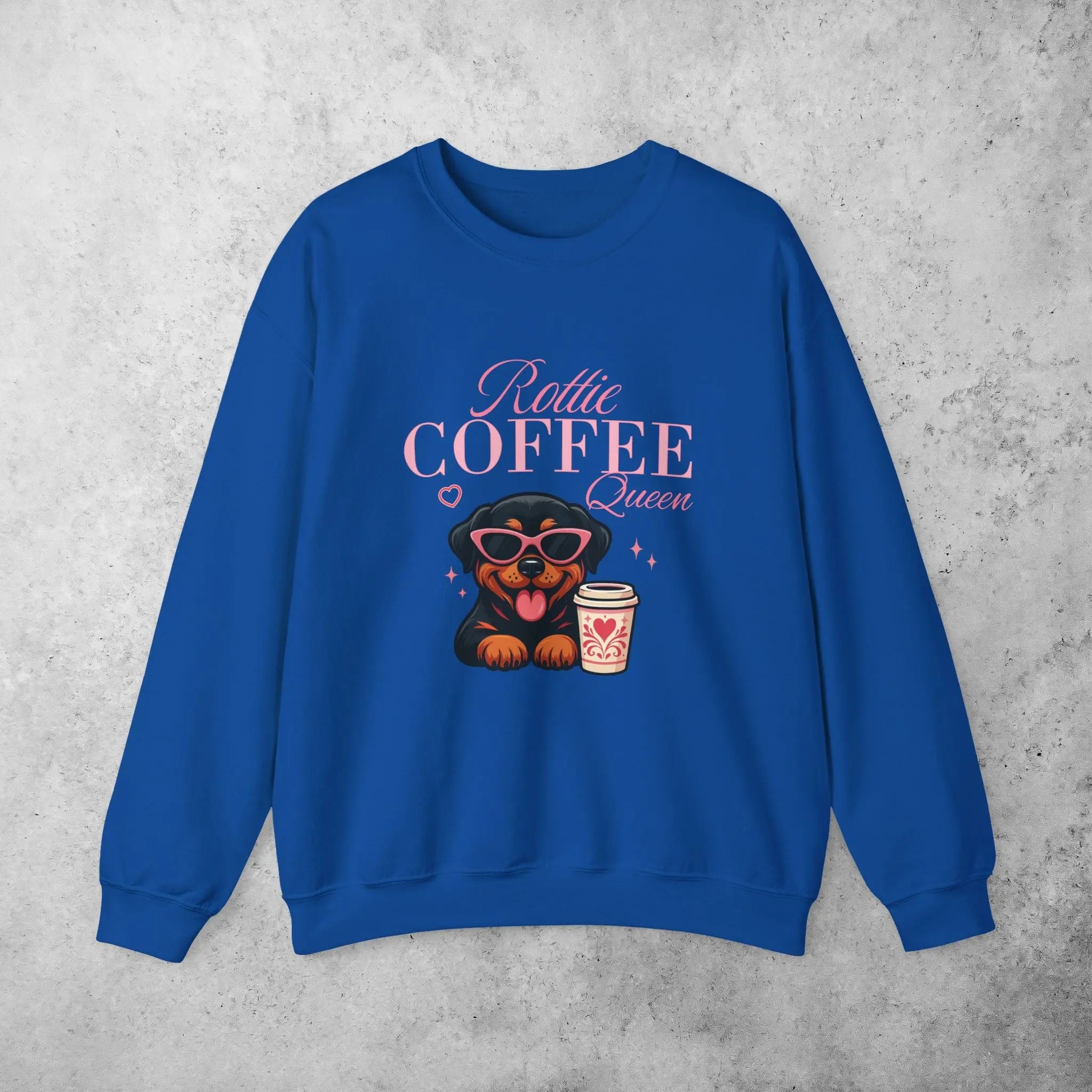 Rottie Coffee Sweatshirt — Cute Rottweiler with Coffee Graphic Printify