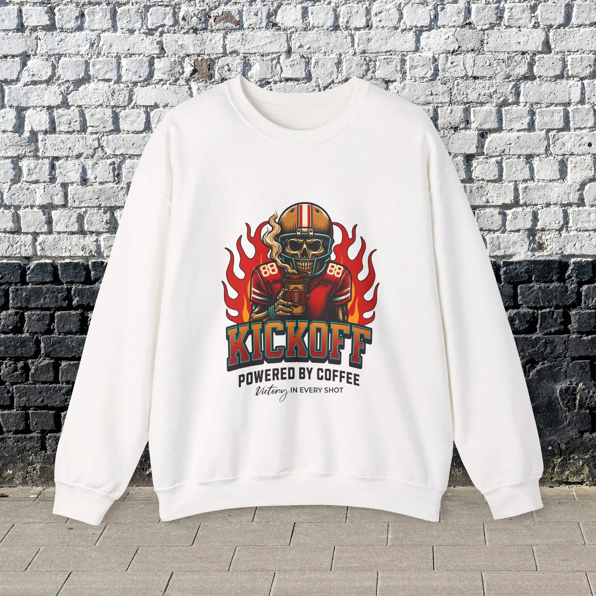 Kickoff Coffee Sweatshirt - Football themed coffee sweatshirt perfect for fall season Printify
