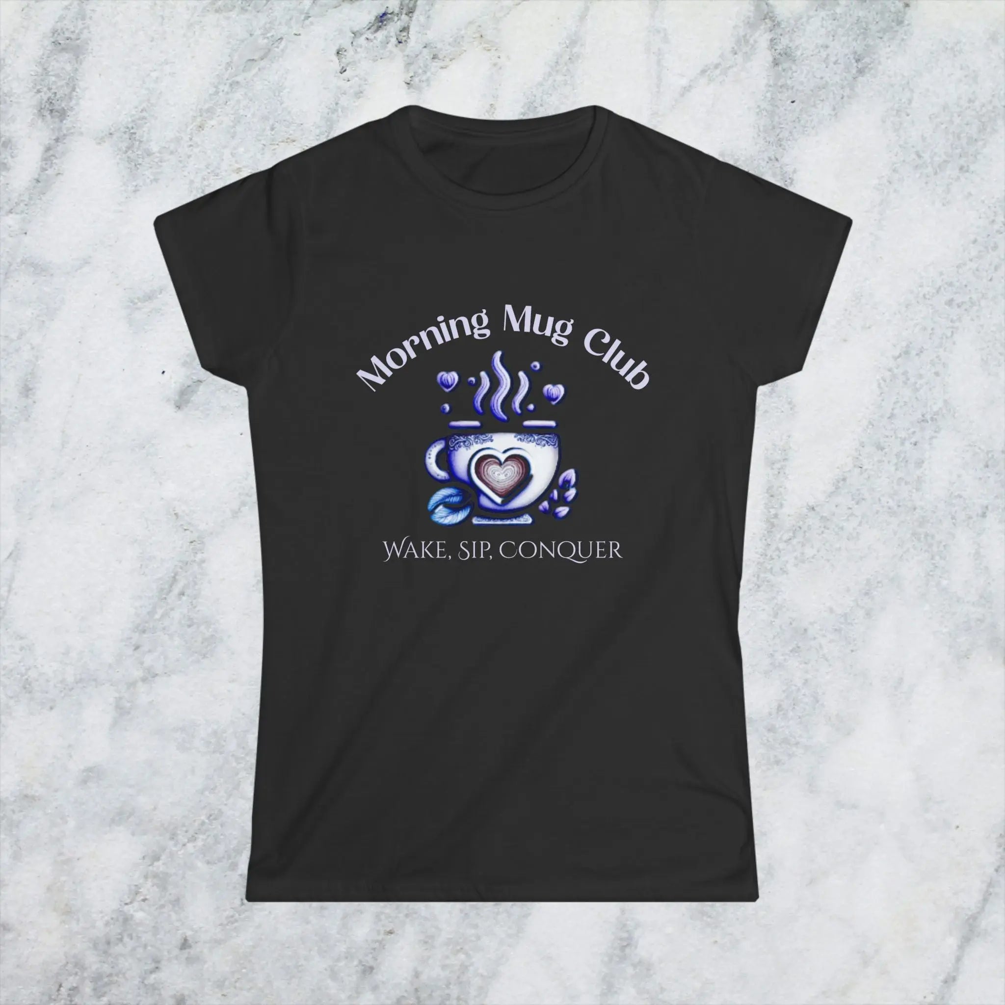 Wake, Sip, Conquer T-shirt - Morning Mug Club - Boho Style Coffee Tee Printify