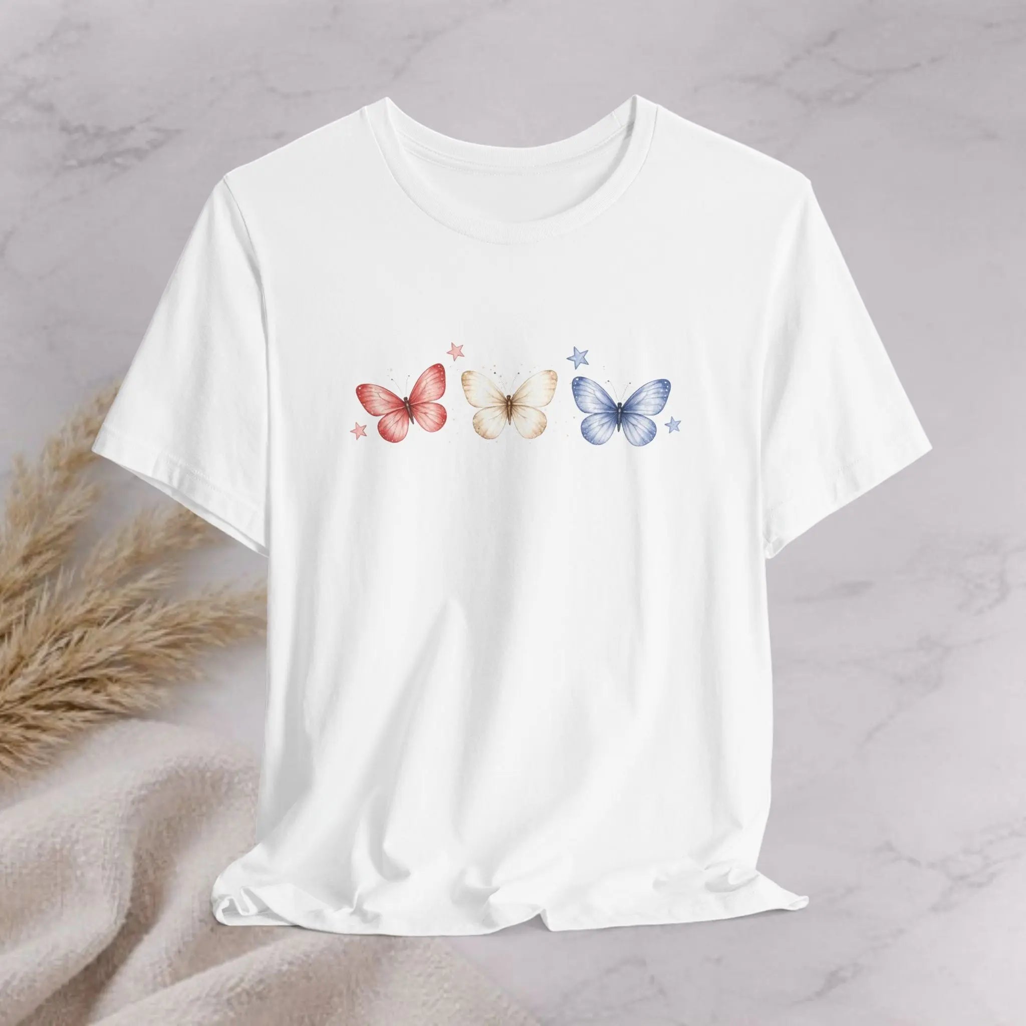 Red White And Blue Butterfly Tee Printify