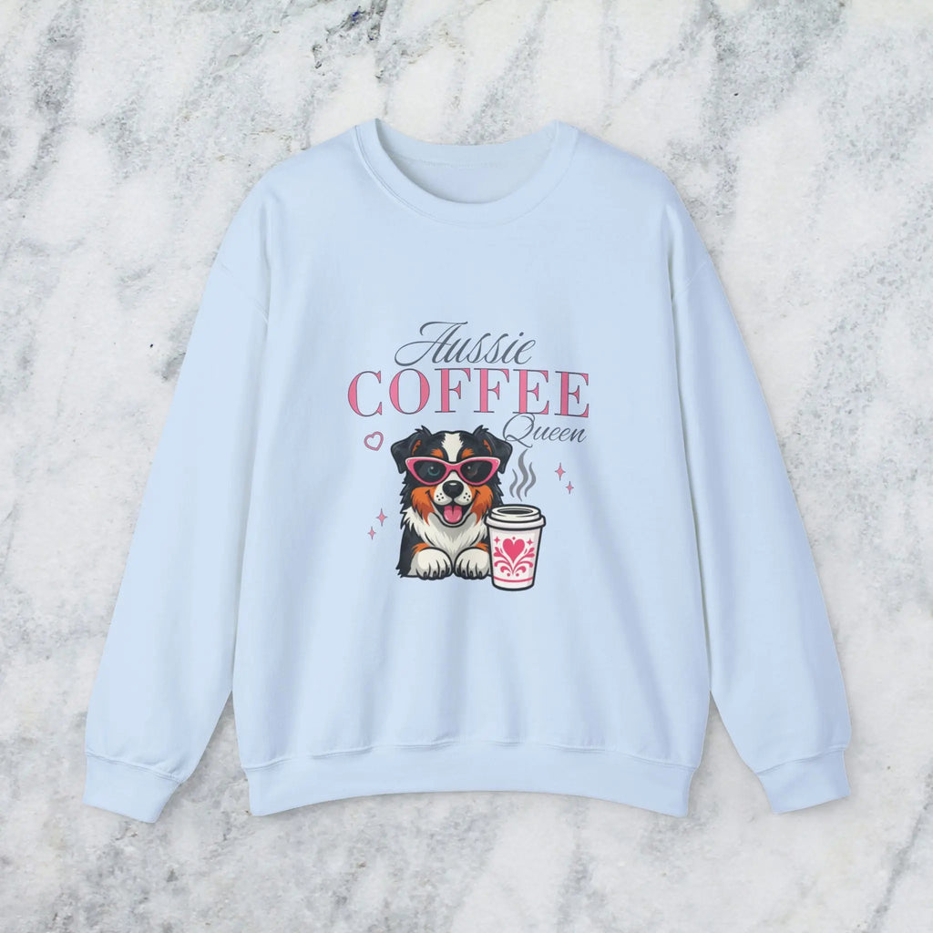 Aussie Coffee Queen Australian Shepherd Sweatshirt Printify