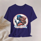 All American Beauty T-Shirt — Red White & Blue Peace Sign Silhouette Printify