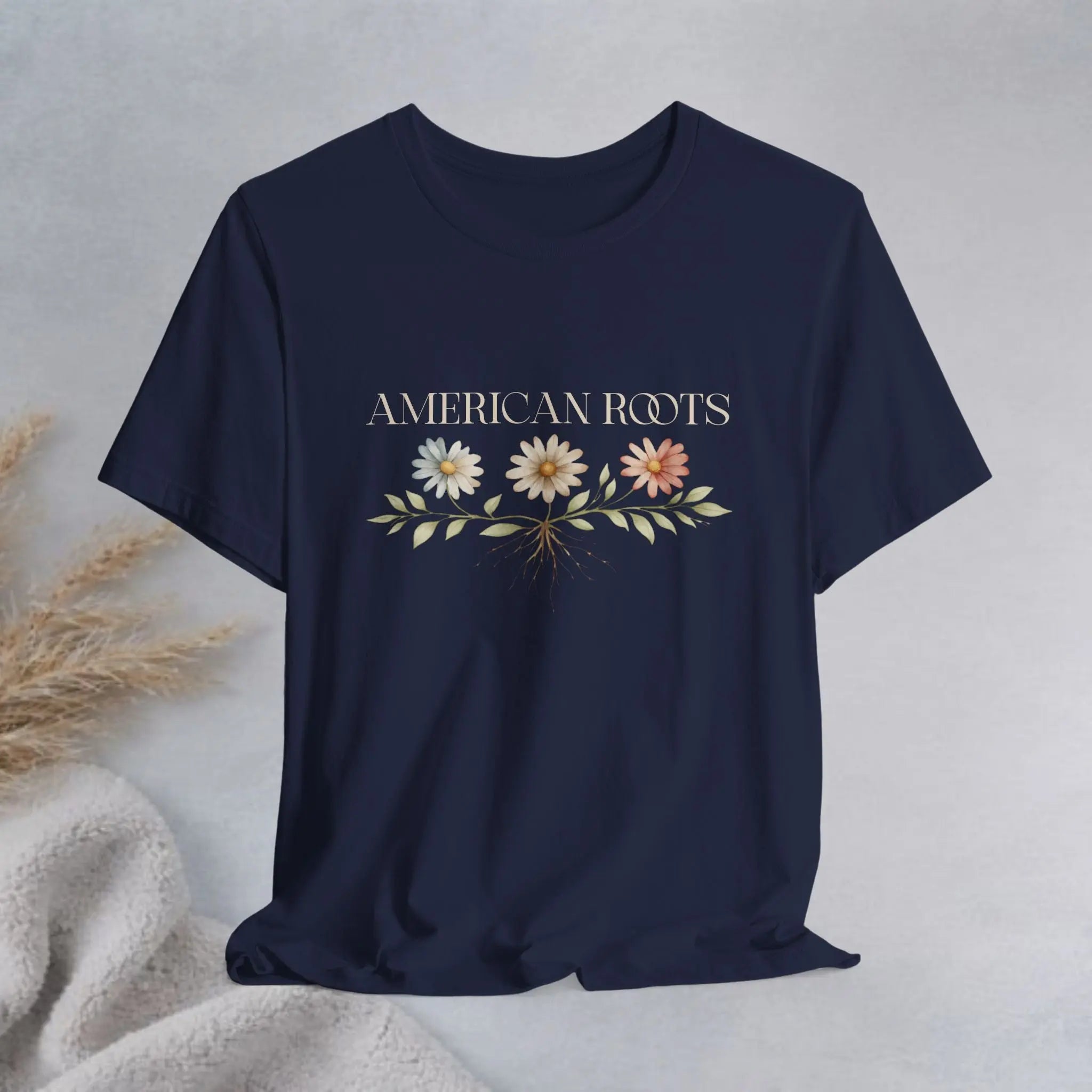 American Roots Floral Tee — Vintage Rustic Patriotic T‑Shirt Printify