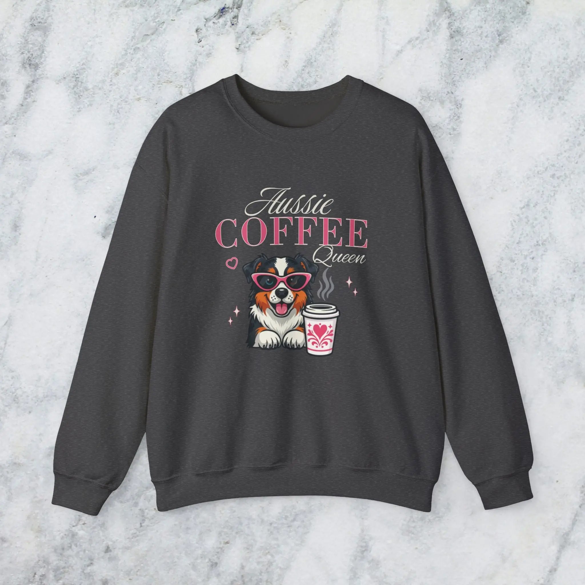 Aussie Coffee Queen Australian Shepherd Sweatshirt Printify