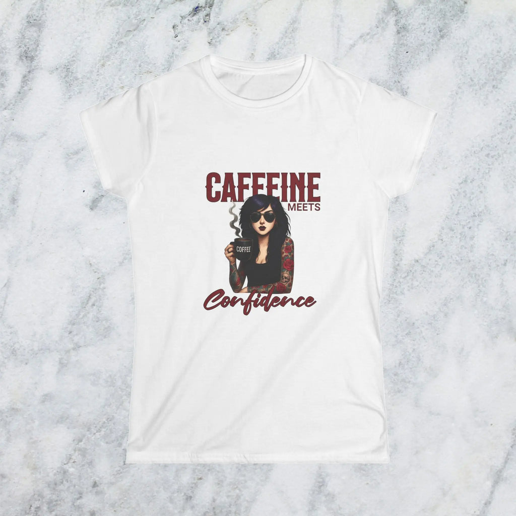 Caffeine Meets Confidence T-Shirt Tattoo Woman Caffeine Confidence Design Printify
