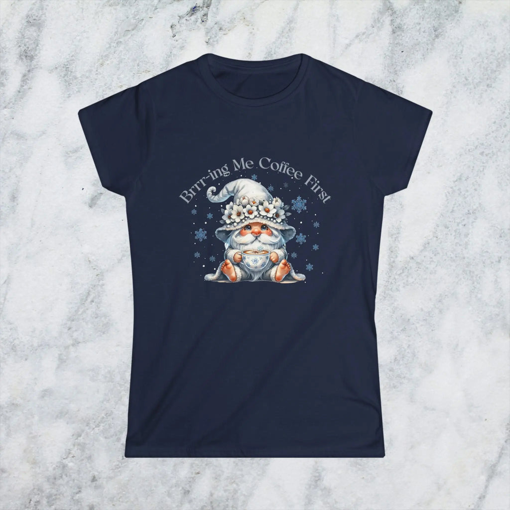 Brr-ing Me Coffee T-Shirt - Cute Gnome Winter Design Printify