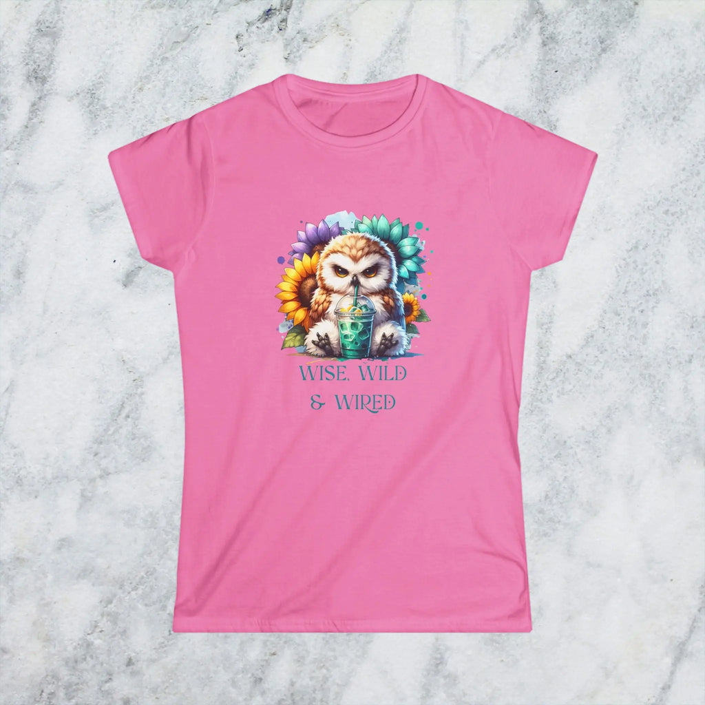 Wise Wild Owl T-Shirt – “Wise, Wild and Wired” Sunflower Owl Tee Printify