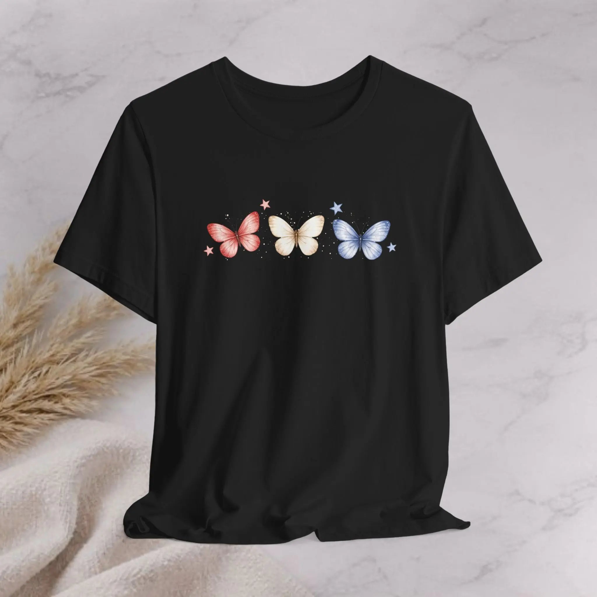 Red White And Blue Butterfly Tee Printify