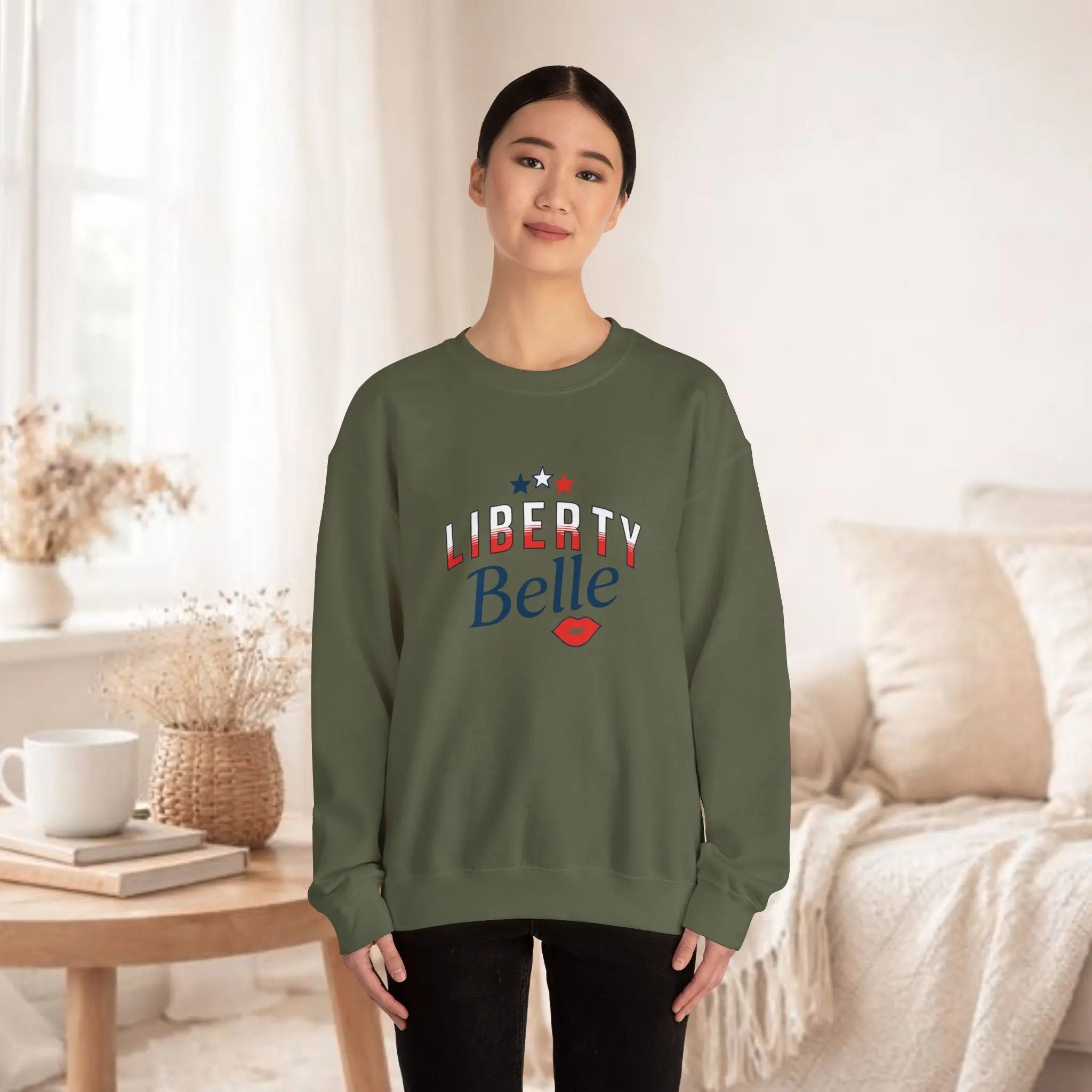 Liberty Belle Sweatshirt — Patriotic Retro Graphic Pullover Printify