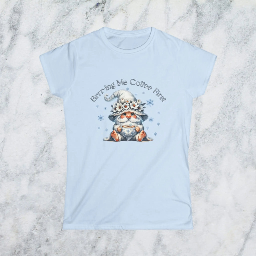 Brr-ing Me Coffee T-Shirt - Cute Gnome Winter Design Printify