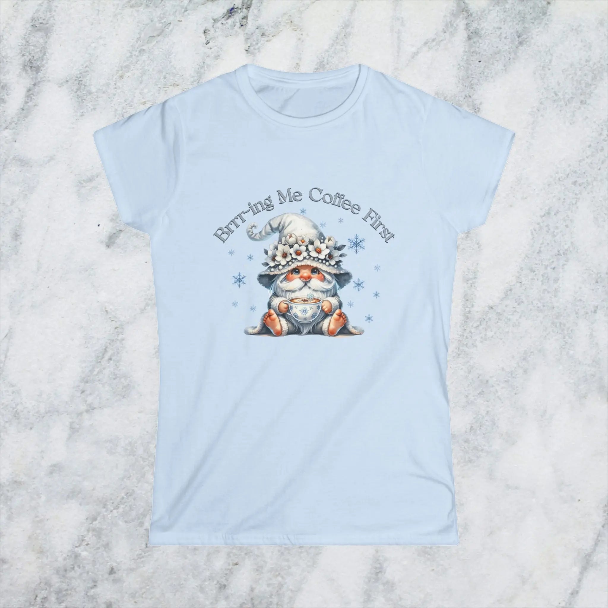 Brr-ing Me Coffee T-Shirt - Cute Gnome Winter Design Printify