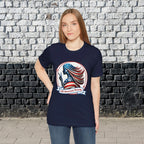 All American Beauty T-Shirt — Red White & Blue Peace Sign Silhouette Printify