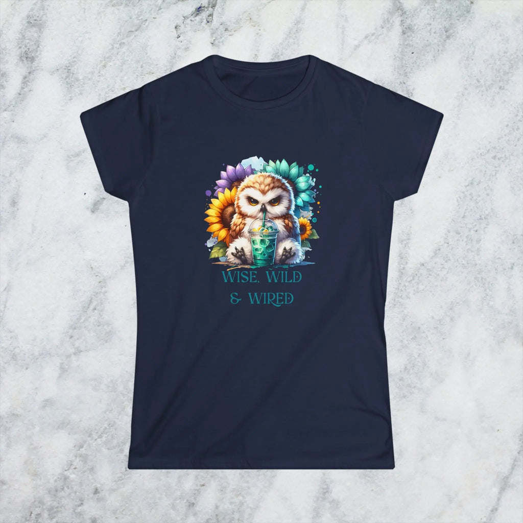 Wise Wild Owl T-Shirt – “Wise, Wild and Wired” Sunflower Owl Tee Printify