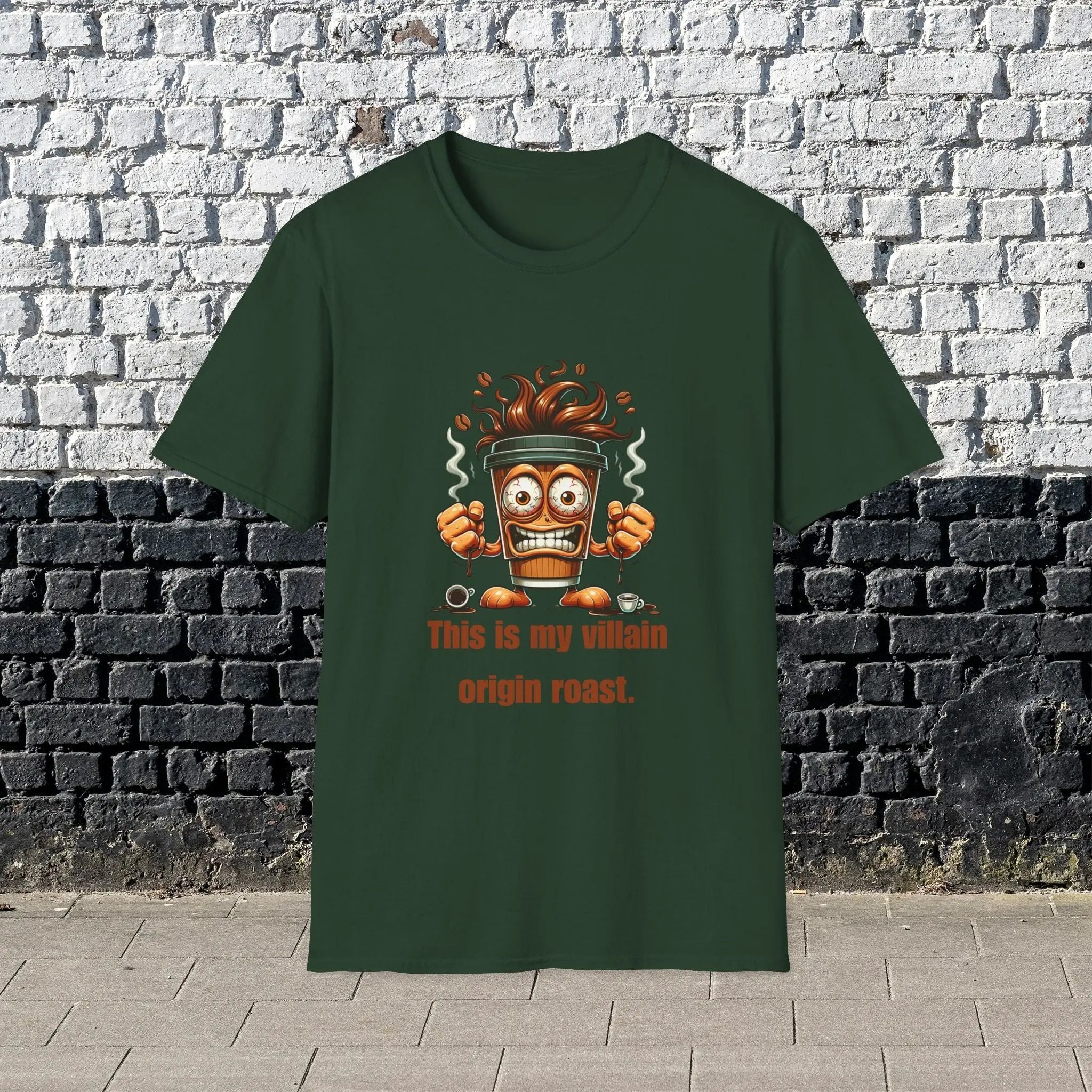 My Villain Origin Roast Shirt – Funny Coffee Lover T-Shirt, Sarcastic Caffeine Addict Tee, Humor Gift for Men Printify
