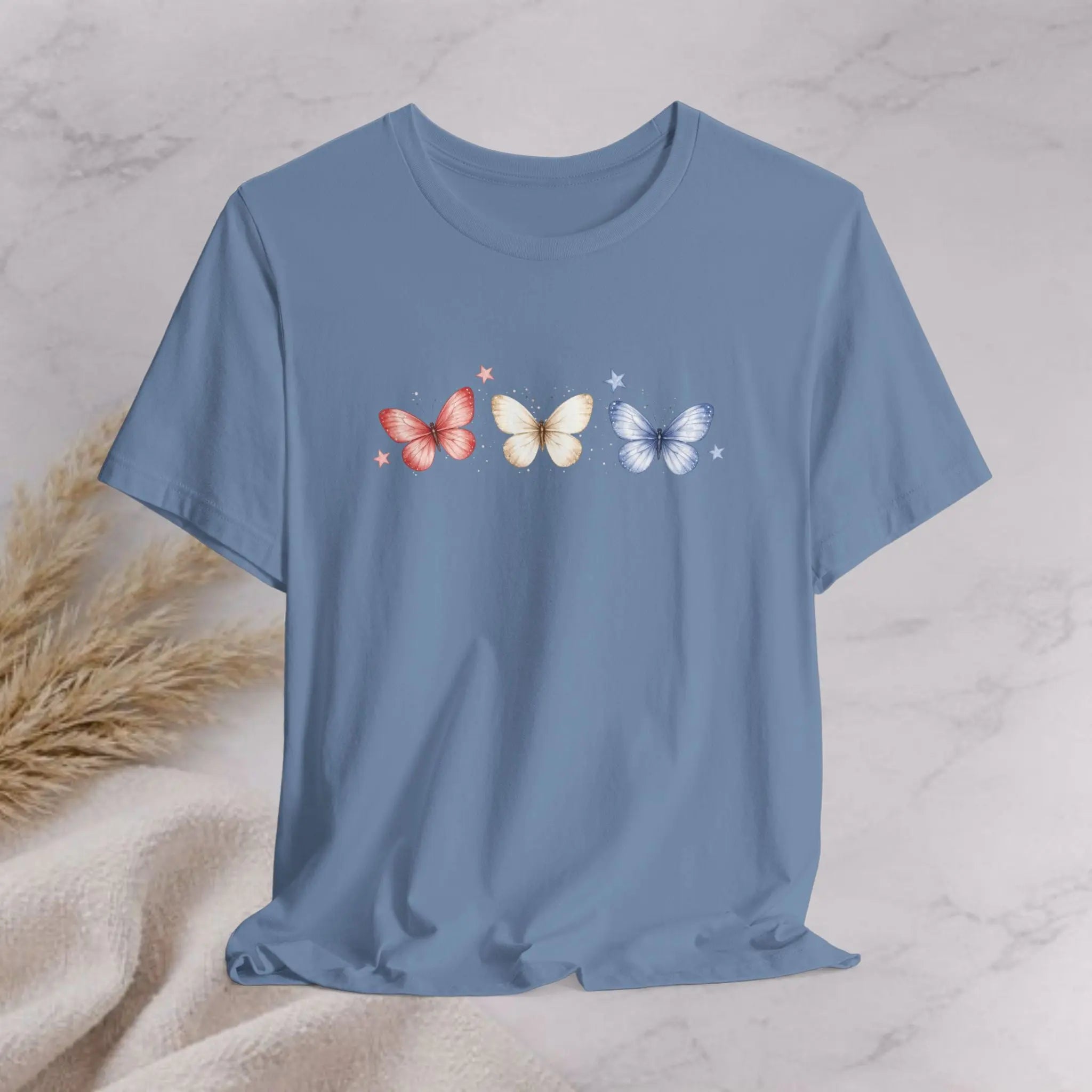 Red White And Blue Butterfly Tee Printify