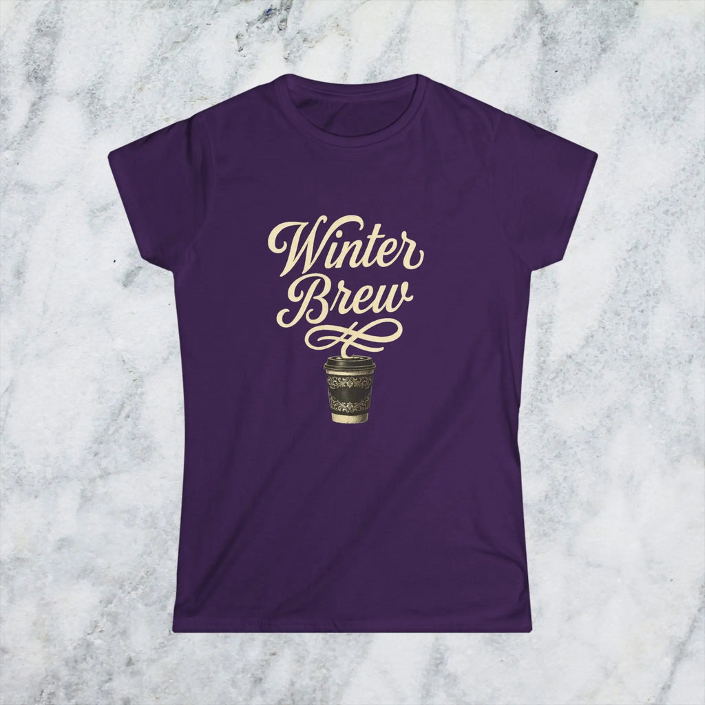 Winter Brew Tee — Women’s Coffee Shirt with Vintage Holiday Coffee Cup - Boldly Bitter Company