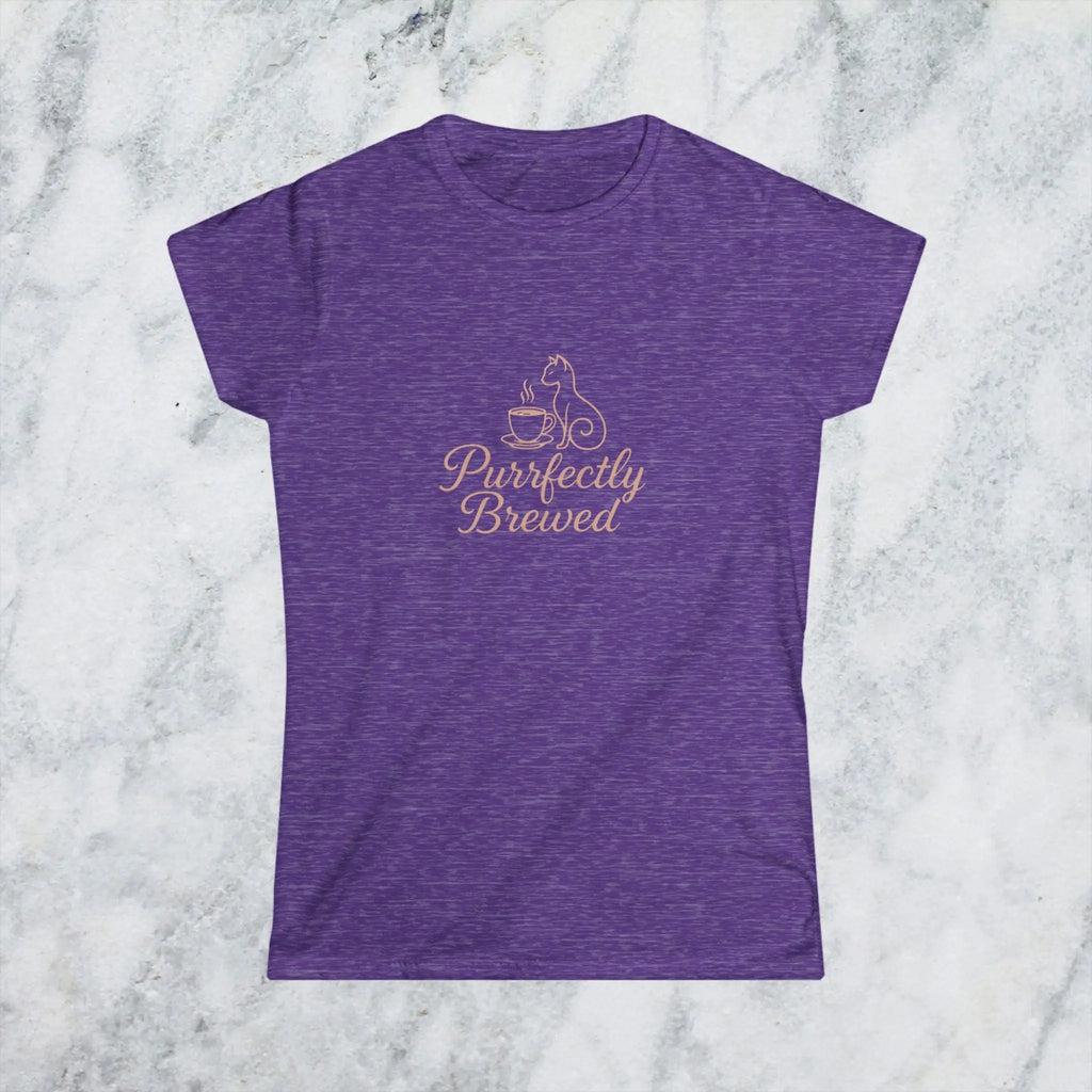 Purrfectly Brewed Tee — Women's Cat Coffee Lovers Shirt Printify