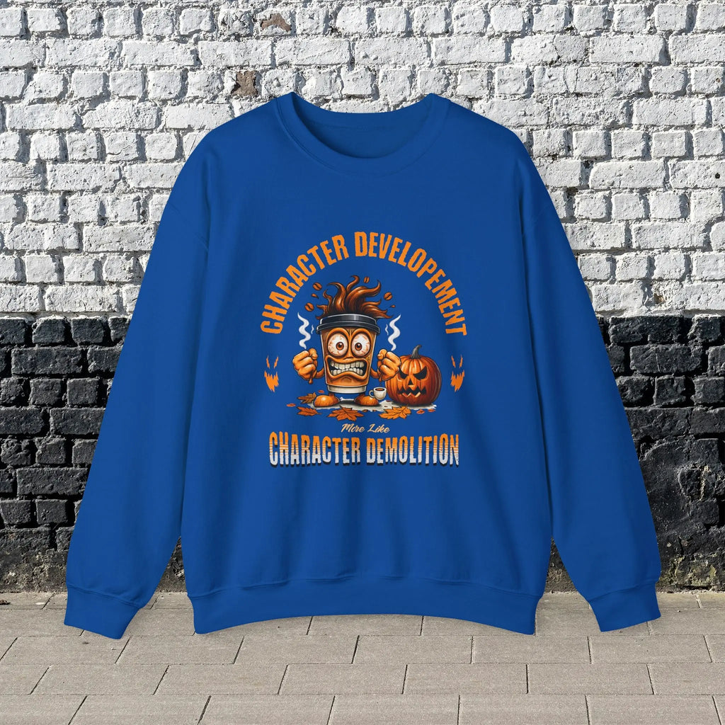 Character Demolition Sweatshirt - Funny Coffee To Go Cup Fall Sweatshirt Printify