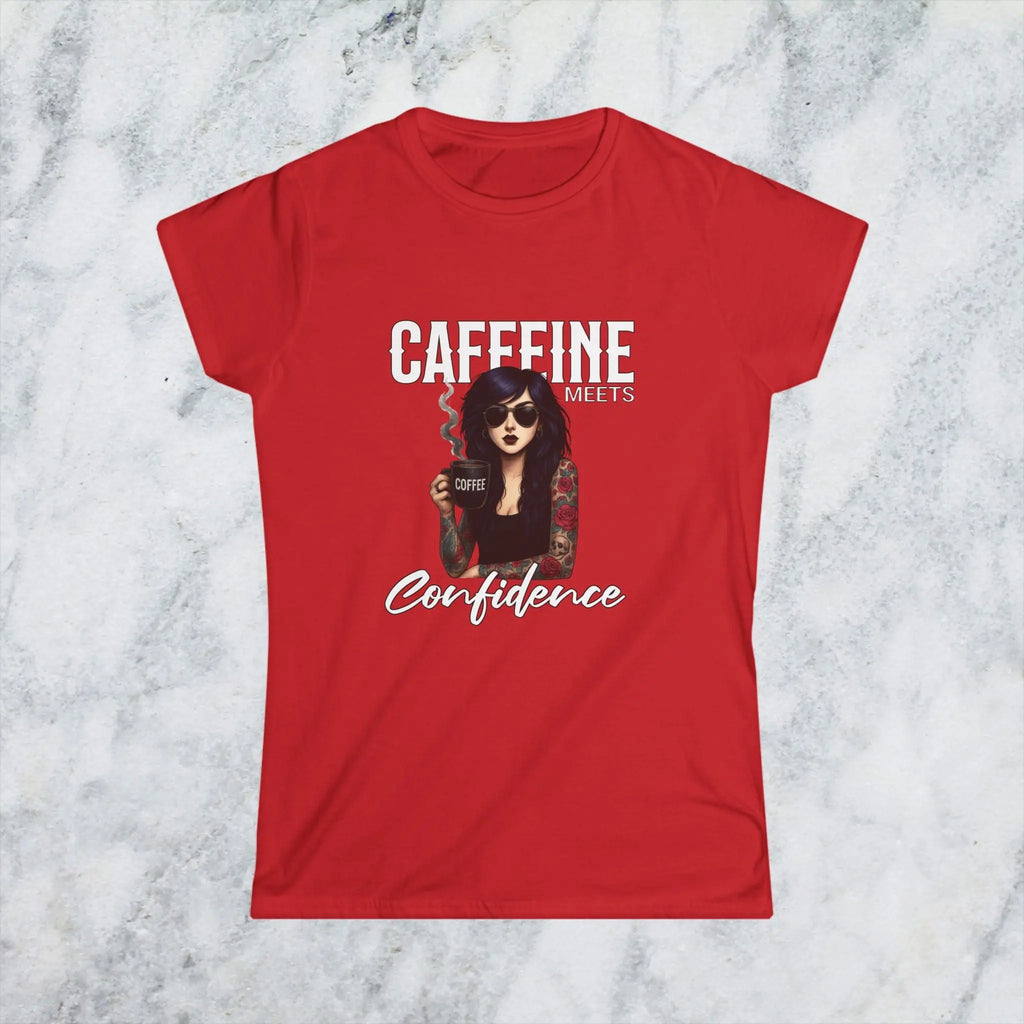 Caffeine Meets Confidence T-Shirt Tattoo Woman Caffeine Confidence Design Printify