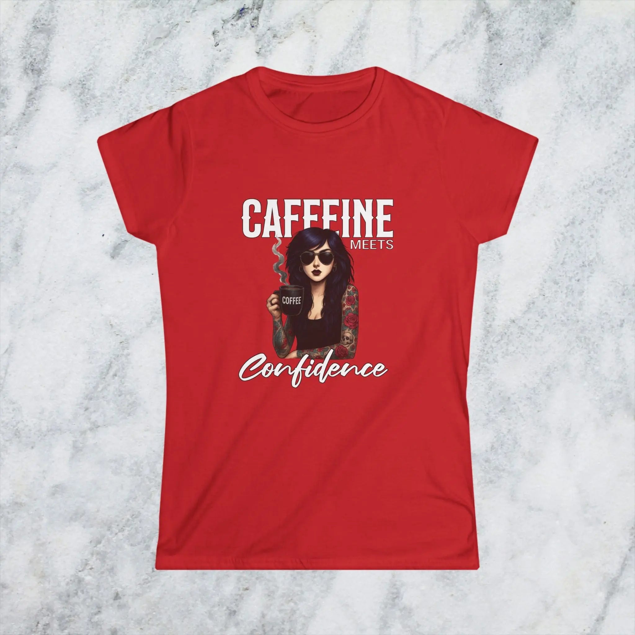 Caffeine Meets Confidence T-Shirt Tattoo Woman Caffeine Confidence Design Printify
