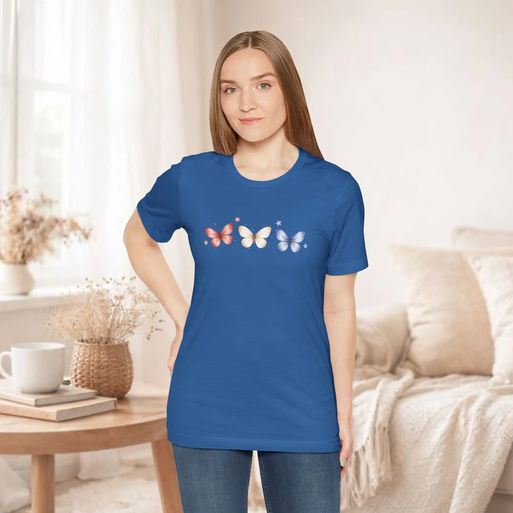 Red White And Blue Butterfly Tee Printify