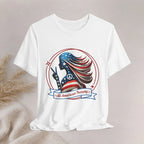 All American Beauty T-Shirt — Red White & Blue Peace Sign Silhouette Printify