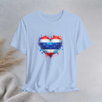 Splatter Heart and Stars T-Shirt – Watercolor Patriot Tee for National Holidays Printify