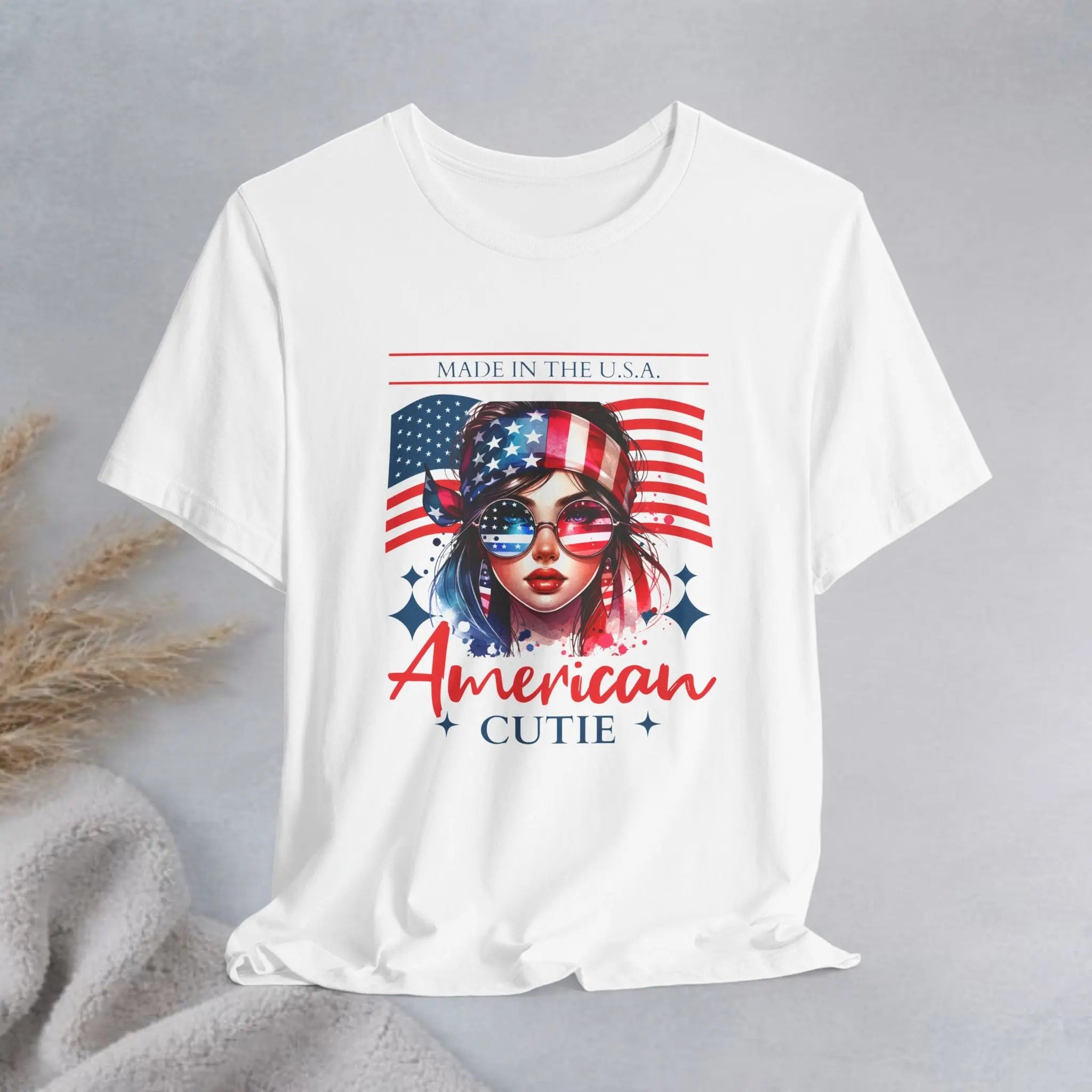 American Cutie T-Shirt — Patriotic USA Flag Graphic Tee Printify