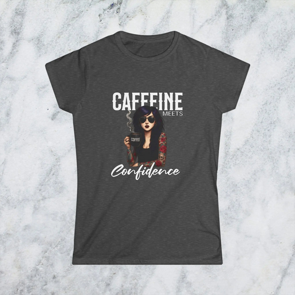 Caffeine Meets Confidence T-Shirt Tattoo Woman Caffeine Confidence Design Printify