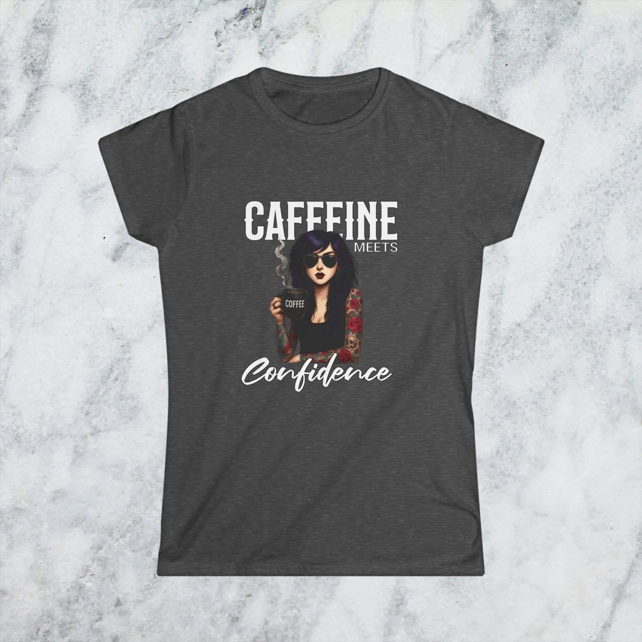 Caffeine Meets Confidence T-Shirt Tattoo Woman Caffeine Confidence Design Printify