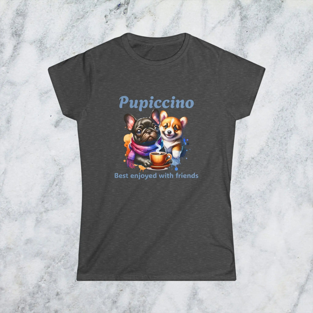 Pupiccino Best Enjoyed with Friends T-Shirt – Cute Dog Coffee Lover Tee for Women, Funny Puppy Friendship Shirt, Caffeine Gift Idea Printify