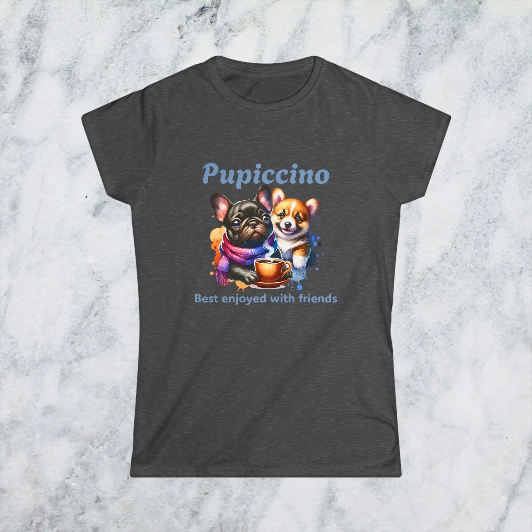 Pupiccino Best Enjoyed with Friends T-Shirt – Cute Dog Coffee Lover Tee for Women, Funny Puppy Friendship Shirt, Caffeine Gift Idea Printify