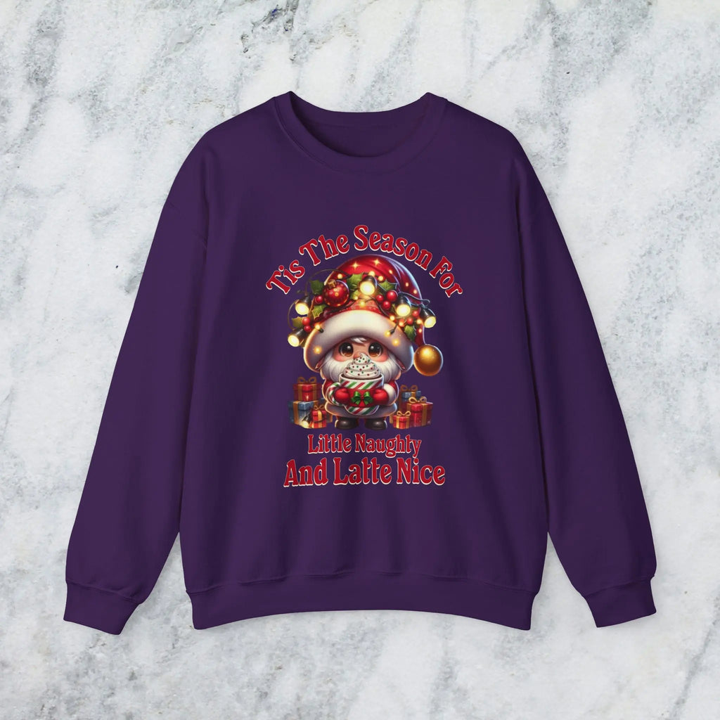 'Tis The Season Sweatshirt - "'Tis The Season For Little Naughty And Latte Nice" Holiday Shirt Printify