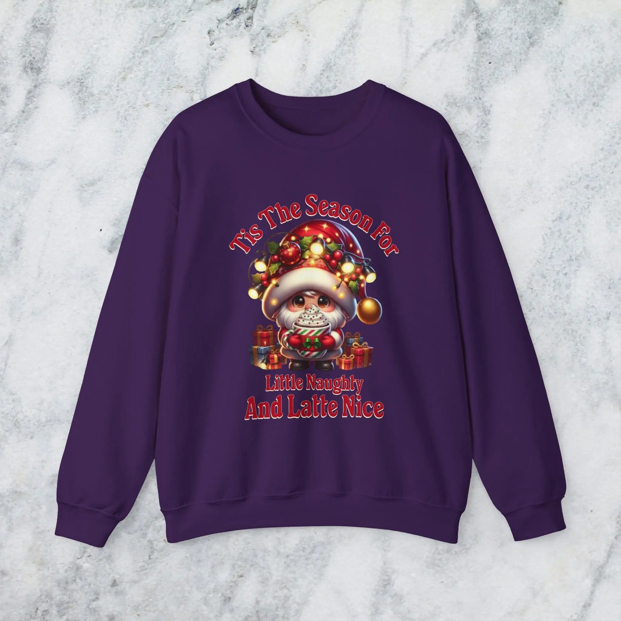 'Tis The Season Sweatshirt - "'Tis The Season For Little Naughty And Latte Nice" Holiday Shirt Printify