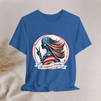 All American Beauty T-Shirt — Red White & Blue Peace Sign Silhouette Printify