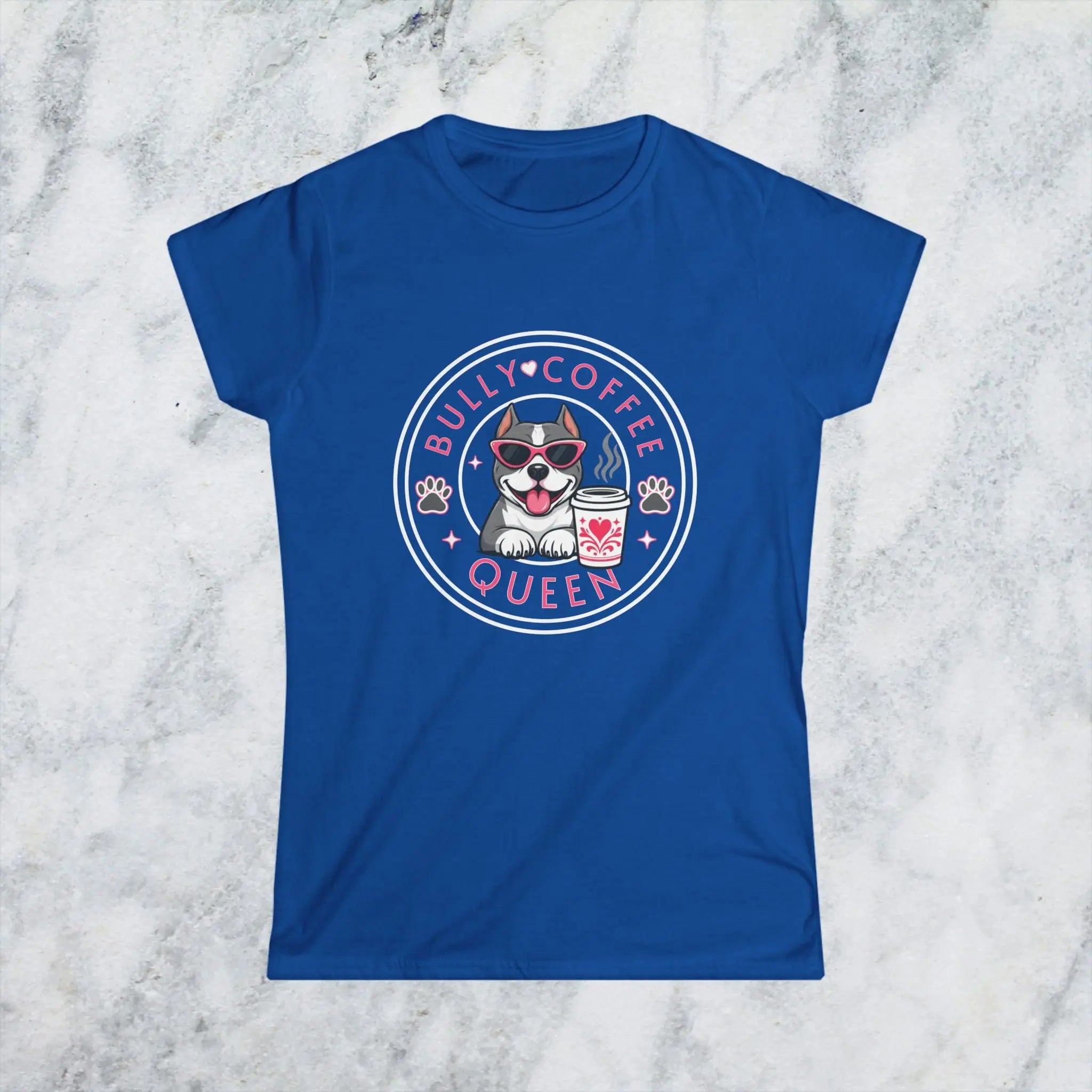 Bully Coffee Queen T-Shirt — Cute Pitbull Coffee Lover Tee Printify