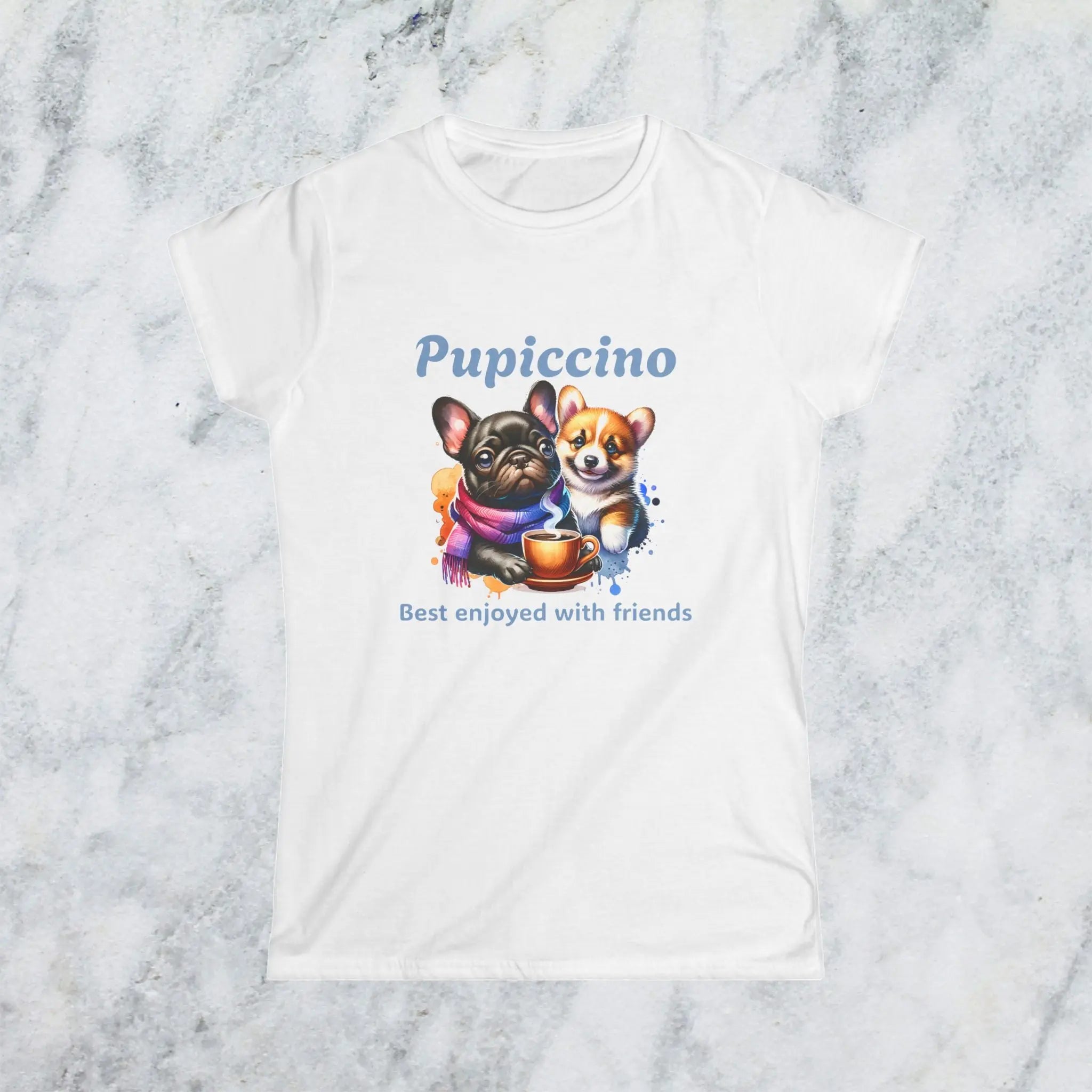 Pupiccino Best Enjoyed with Friends T-Shirt – Cute Dog Coffee Lover Tee for Women, Funny Puppy Friendship Shirt, Caffeine Gift Idea Printify