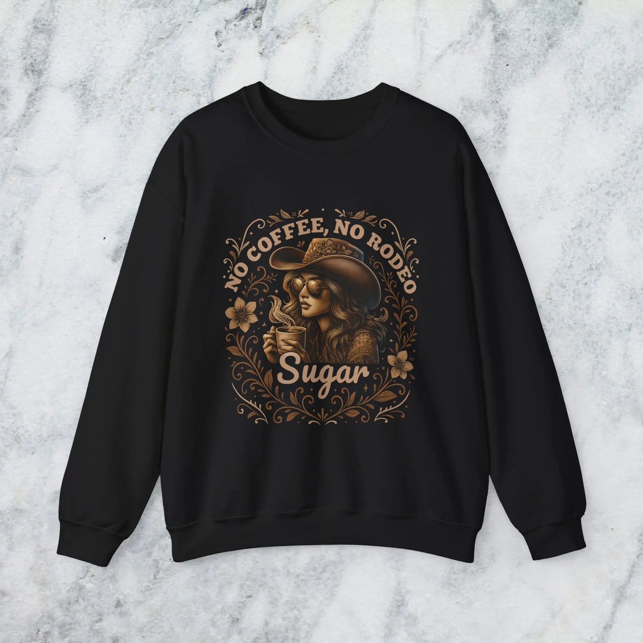 No Coffee No Rodeo Sweatshirt - cute western cowgirl coffee top Printify