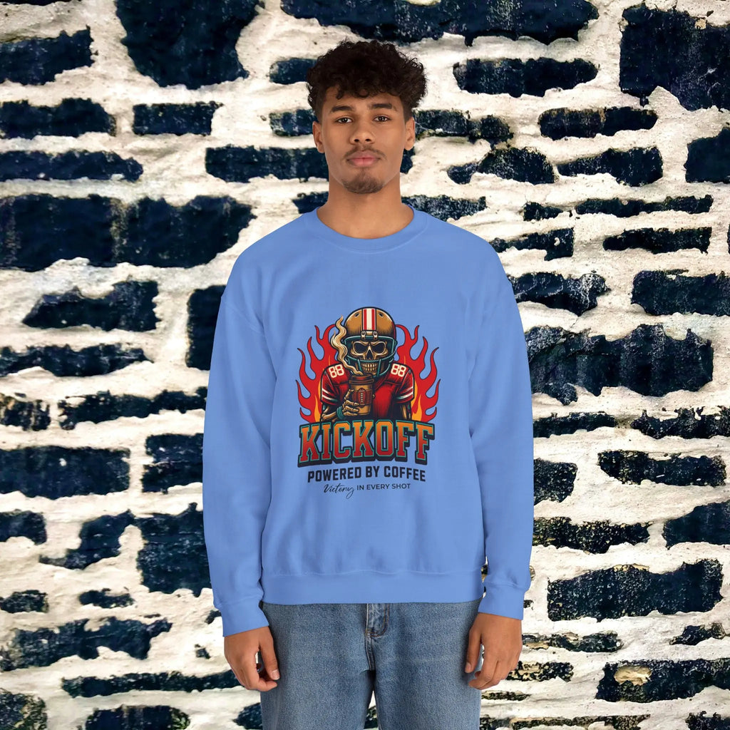 Kickoff Coffee Sweatshirt - Football themed coffee sweatshirt perfect for fall season Printify