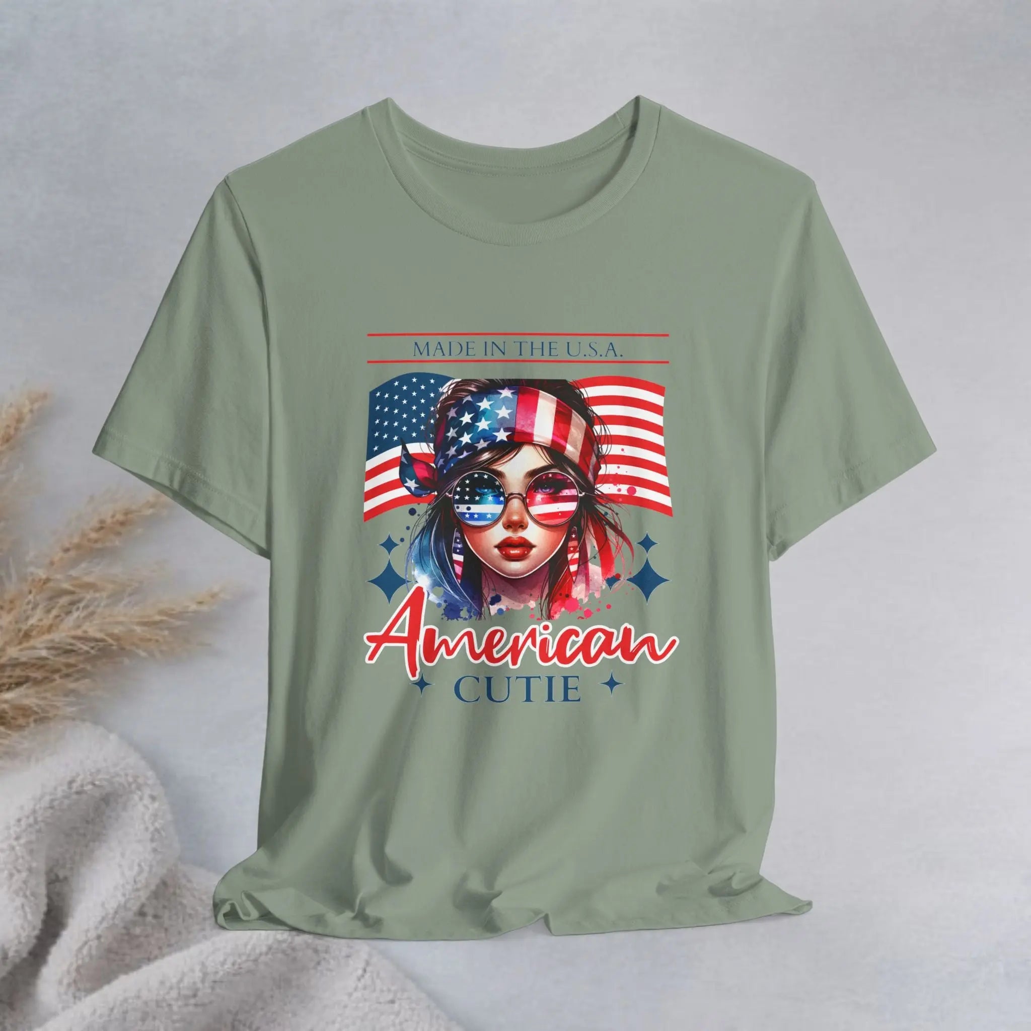 American Cutie T-Shirt — Patriotic USA Flag Graphic Tee Printify