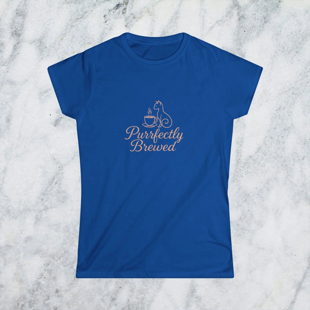 Purrfectly Brewed Tee — Women's Cat Coffee Lovers Shirt Printify