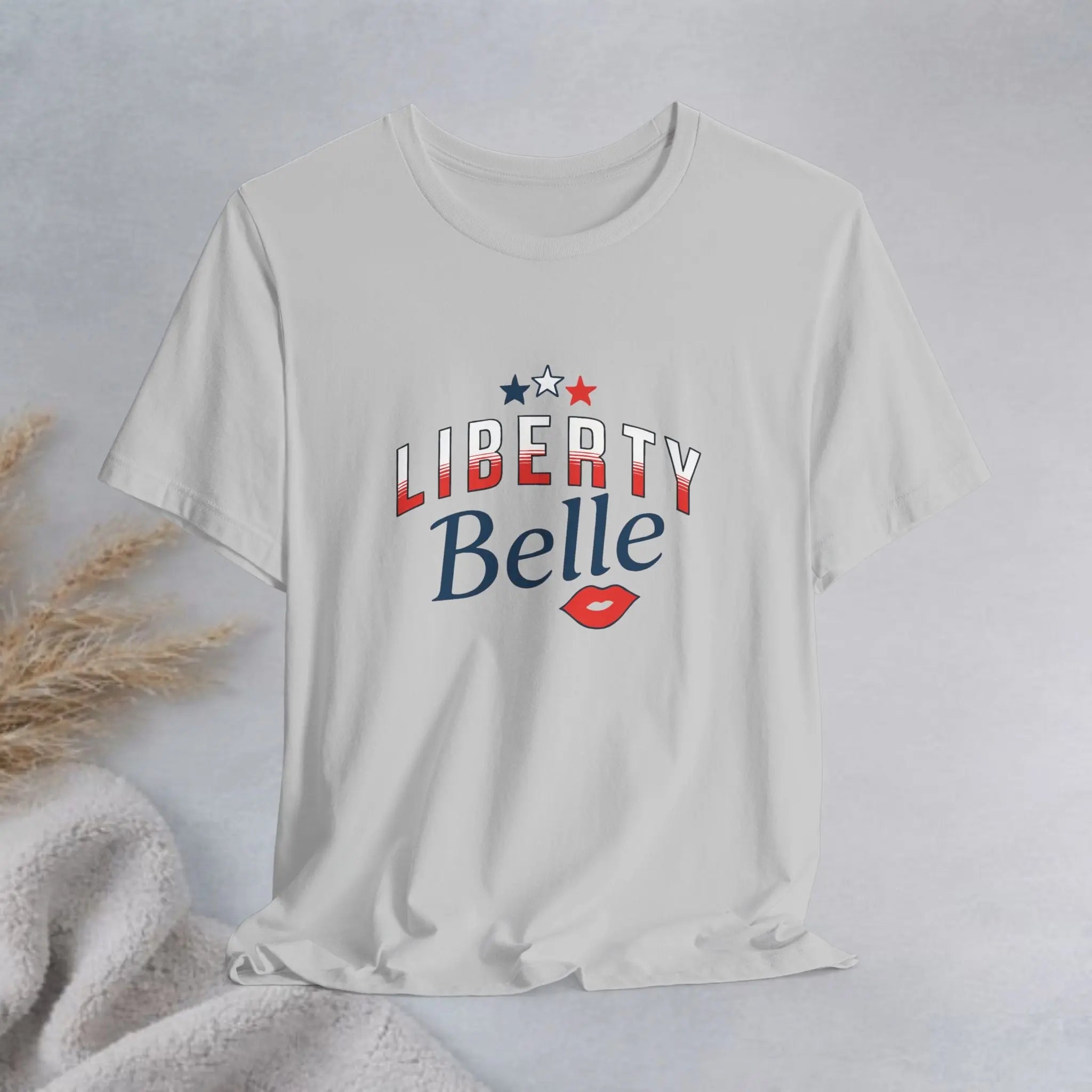 Liberty Belle Tee — Patriotic Stars And Red Lips T-Shirt Printify