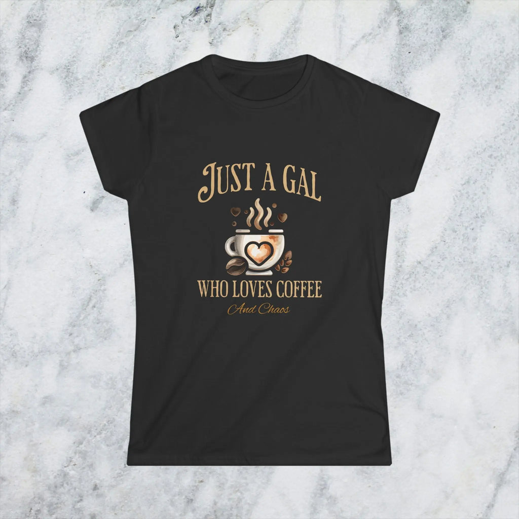Just a Gal T-shirt - Who Loves Coffee - Boho Style Coffee Gal T-shirt Printify