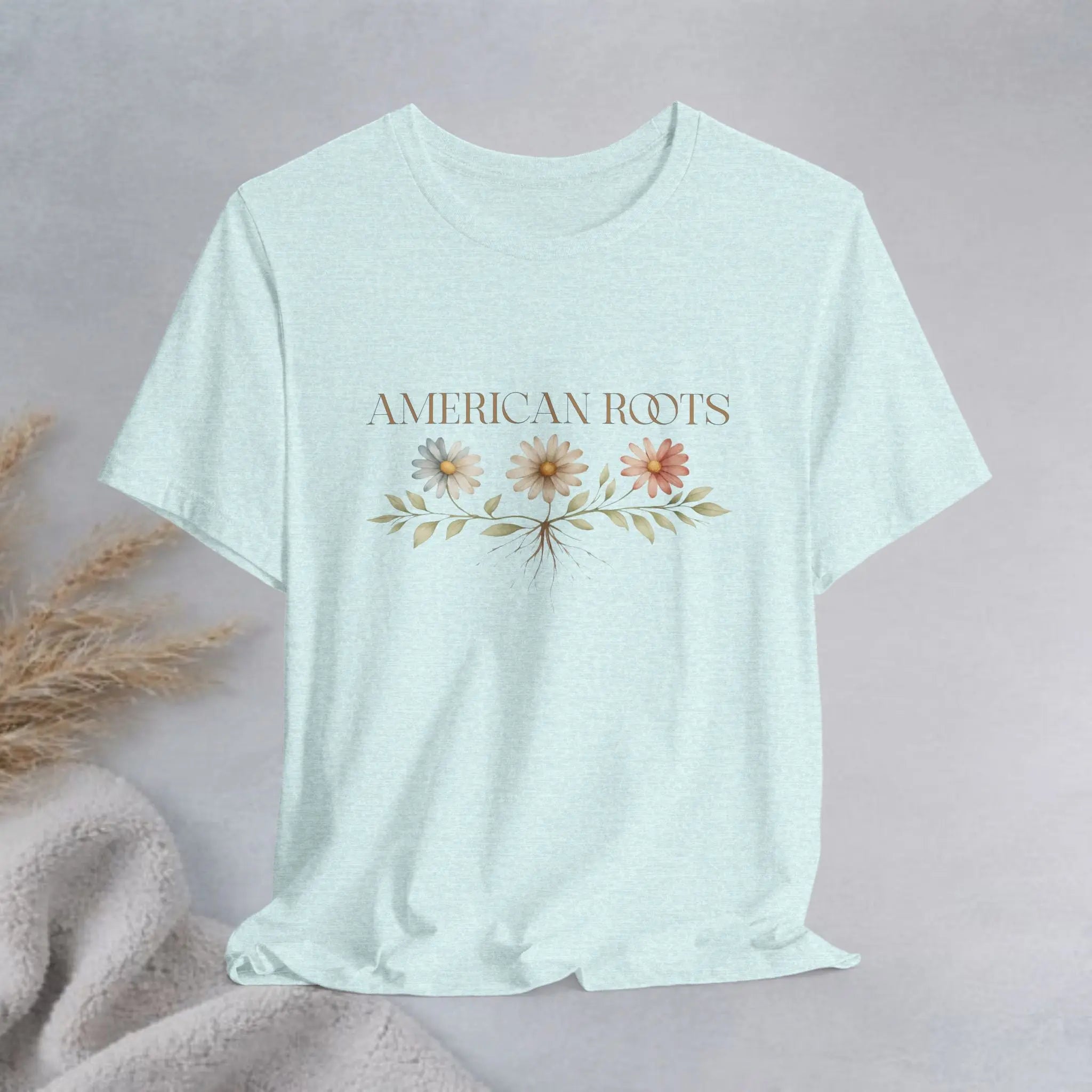 American Roots Floral Tee — Vintage Rustic Patriotic T‑Shirt Printify