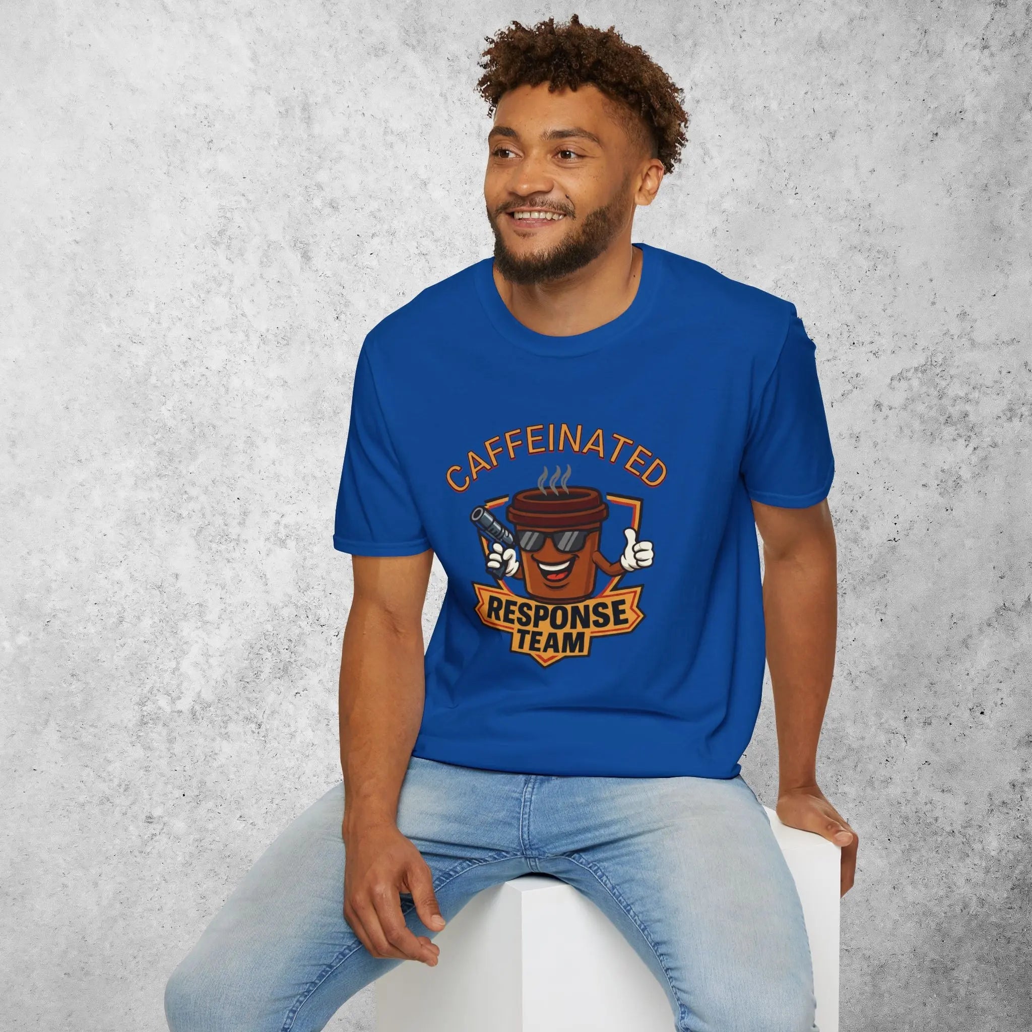 Caffeinated Response Team T-Shirt - funny coffee cup with tazer tee Printify