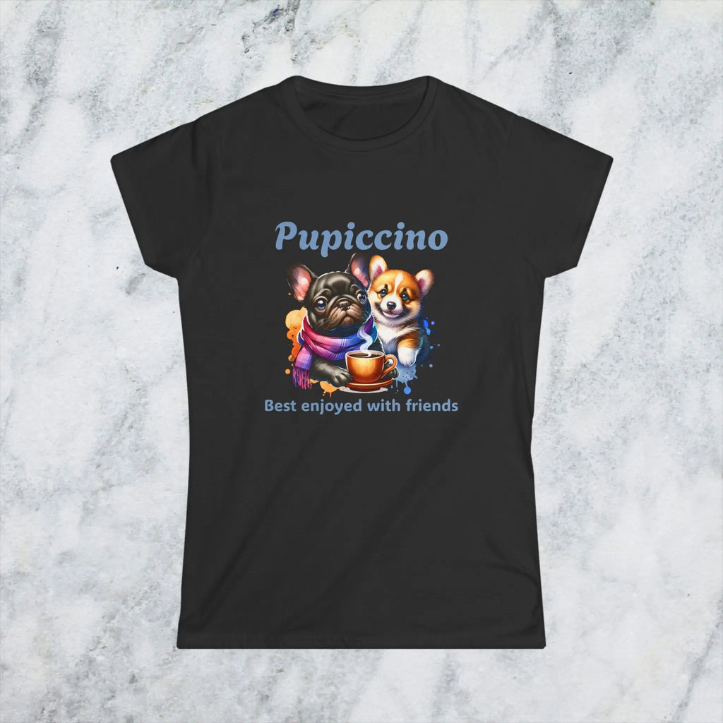 Pupiccino Best Enjoyed with Friends T-Shirt – Cute Dog Coffee Lover Tee for Women, Funny Puppy Friendship Shirt, Caffeine Gift Idea Printify
