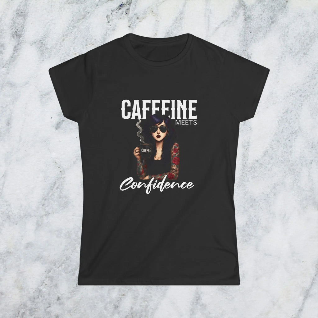 Caffeine Meets Confidence T-Shirt Tattoo Woman Caffeine Confidence Design Printify
